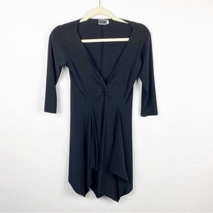 Sympli Timeless Twist Front Tunic Top Asymmetrical Black Slinky Size 4 Lagenlook